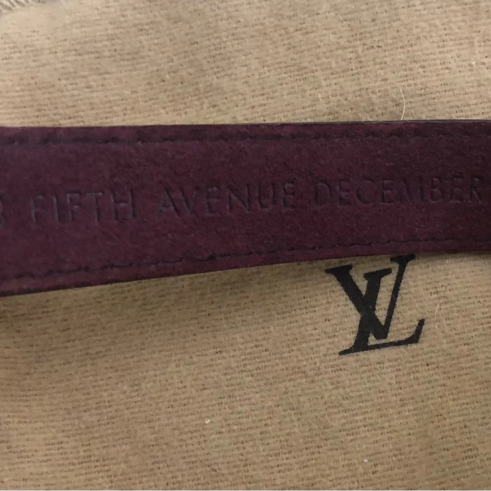 Louis Vuitton Checkered Dark Burgundy Patent Leather Wristband Bracelet Strap